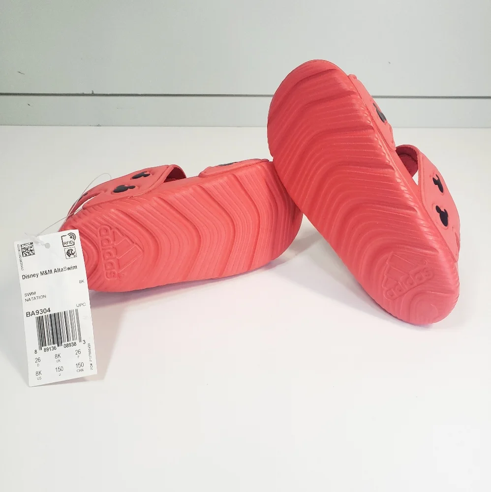Adidas Altaswim Disney Minnie Mouse Red Black Water-Friendly Sandals Girl Size 8